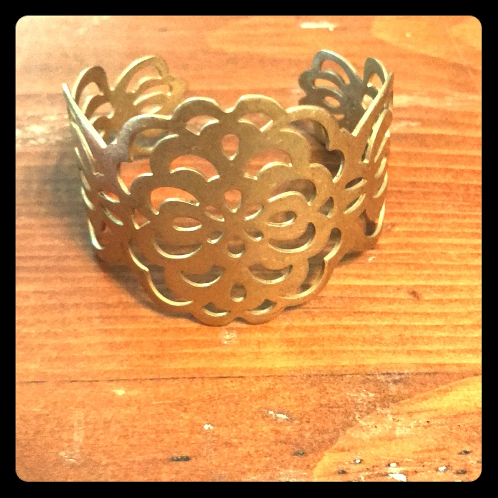 Brushed Gold Filagree Cuff Bracelet